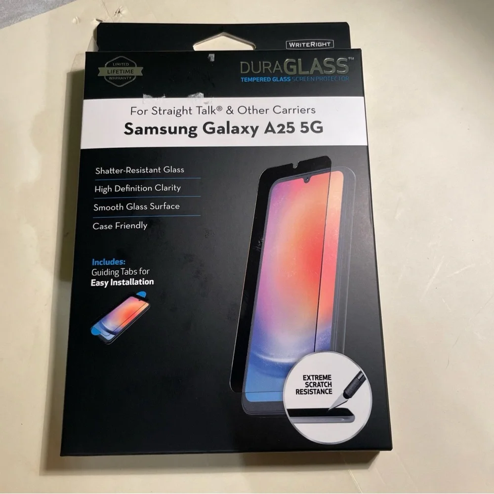 DURAGLASS Tempered Glass Screen Protector for Samsung Galaxy A25 5G - Black